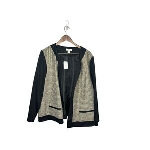 Christopher Banks sz 2x womens‎ blazer New embroidered black tweed